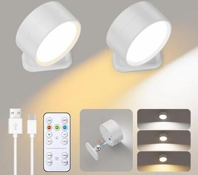 Uplift Picks Magnetic Rechargeable LED Wall Sconce With 360 Degree Rotation white (2 Pcs)