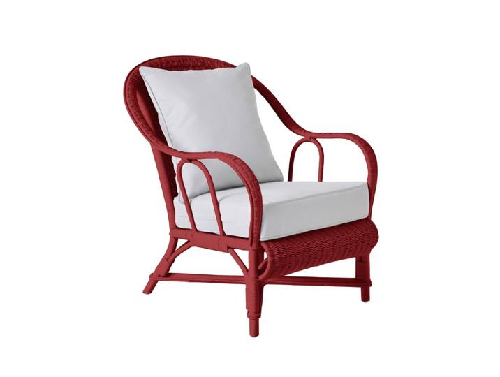 Fauteuil rotin laqué rubis