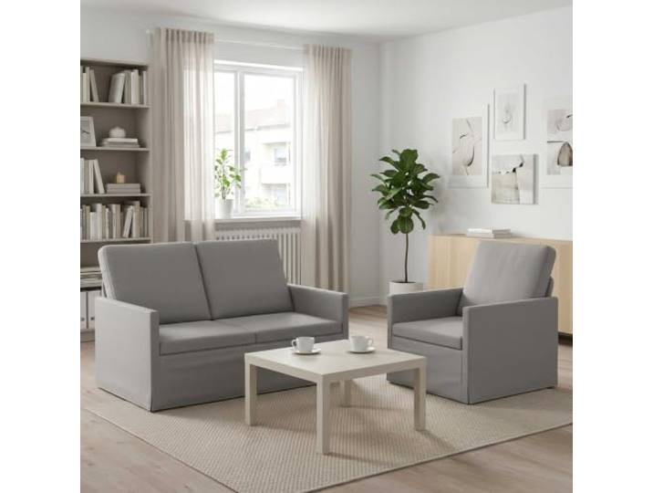 Sofa-Set 2 Stück Wolkengrau Stoff Metallrahmen,100 % Polyester,Schaumstofffüllung,Kissen-Rücken,Montageanleitung enthalten