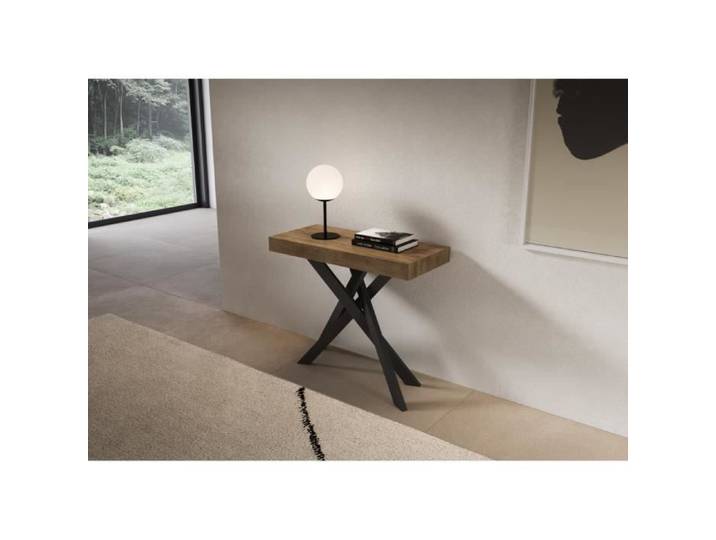 Console extensible 90x40/300 cm Libo Premium Noyer cadre Anthracite