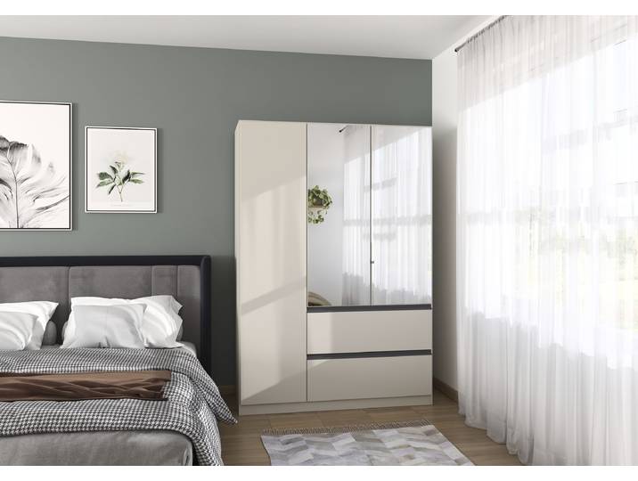 Armoire à portes battantes Costa 136cm Beige/Cachemire Premium