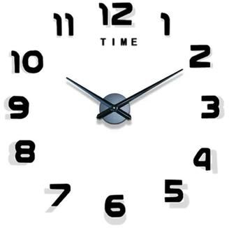 Uplift Picks 3D Wall Clock Sticker Large Acrylic Mirror DIY Modern Wall Decor black