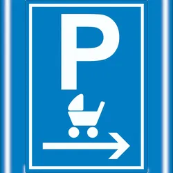 HB-Druck Kinderwagen Parkplatz Aufkleber mit Pfeil nach rechts A1 (594x841mm)