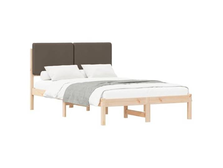 PUGYNBK Bettgestell aus Kiefernholz, 120 x 190 cm Gepolstertes Kopfteil, Lattenrost, ohne Lattenrost, einfache Reinigung