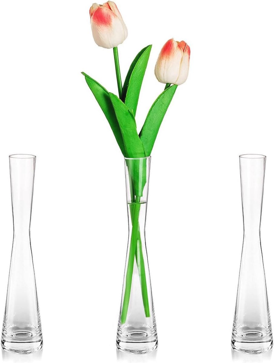 Moderne Handgemaakte Glazen Lange Bloemenvaas voor Tafeldecoratie