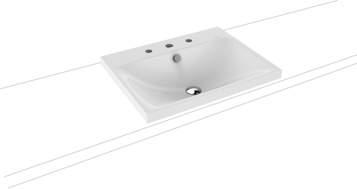 Kaldewei Silenio Aufsatzwaschtisch 903906033001 3040, 60x46x4cm, weiss Perl-Effekt, 3 Hahnlöcher