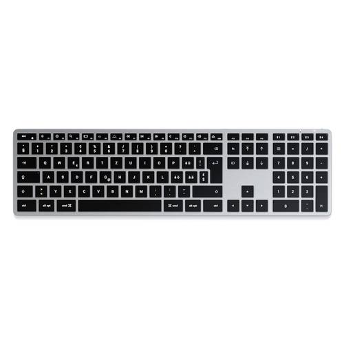 Satechi Slim X3 Bluetooth Tastatur Schweiz, QWERTZ Anthrazit Multimediatasten, mit numerischer Tastatur, Beleuchtet