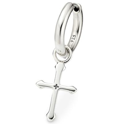 Single-Creole BRUNO BANANI "Schmuck Geschenk Silber 925 Ohrschmuck Ohrring Kreuz", silber (silberfarben), Ohrringe, Herren, 12,5mm, Silber 925 (Sterlingsilber), Einhänger abnehmbar