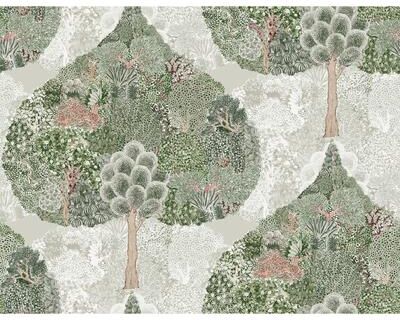 Antonina Vella Mystic Forest Green & Coral Wallpaper