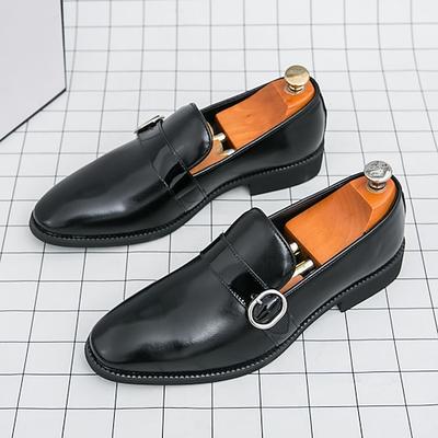 Rosafarbene Monk-Strap-Schuhe aus Lackleder für Herren mit schwarzen Akzenten – trendige Schuhe für modische Anlässe