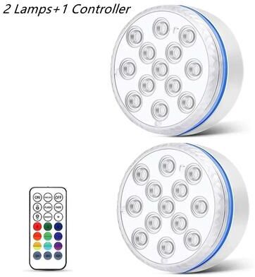 Uplifted Finds Updated Submersible 13LED Underwater Light With Remote Control 7 Cm 2 Lights 1 Controller