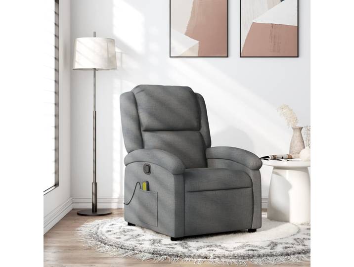 vidaXL Massage-Relaxsessel, Stoff, Dunkelgrau