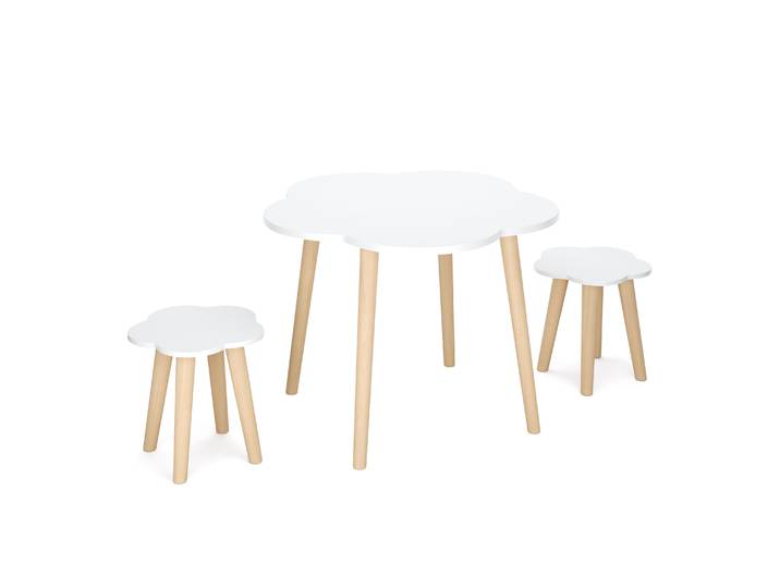 Kindertisch mit 2 Hocker DREAMYCLOUD weiss/natur