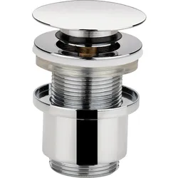Schaftventil ''Klicker'' 11/4'', Messing verchromt, ohne Überlauf, Abdeckplatte 64mm