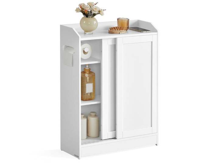 Meuble Salle de Bain Rangement WC avec Ptes Coulissantes PETIT MEUBLE DE RANGEMENT