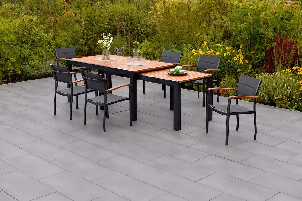MERXXHANDELS Paxos Set 7tlg 6 Sessel Flex Tisch 180(300)x100cm 16946363