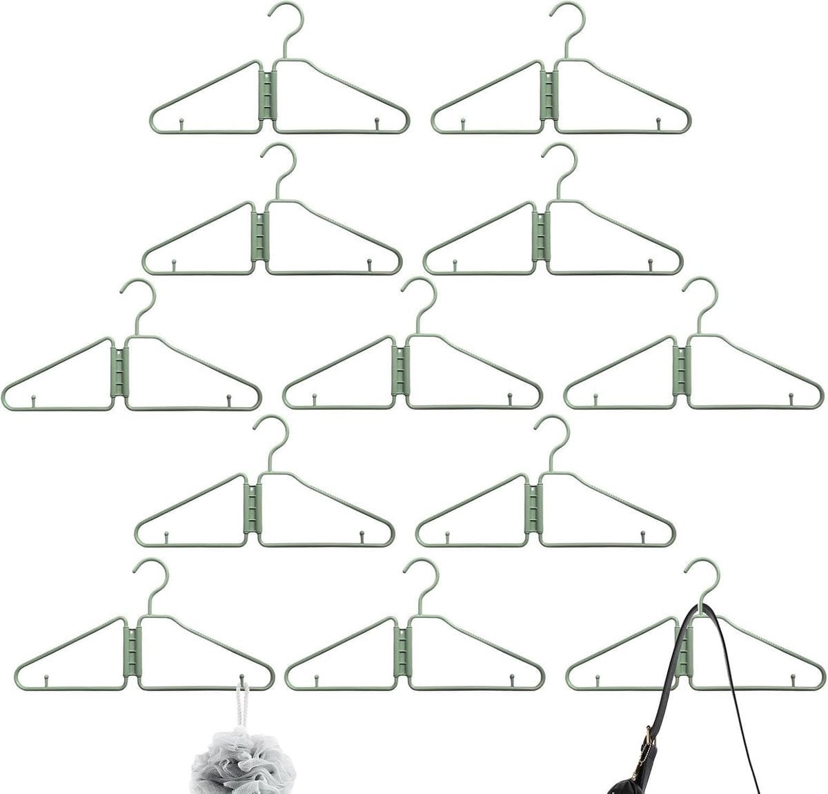 Draagbaar kledingrek Groen - Opvouwbare reisorganizer met 12 hangers