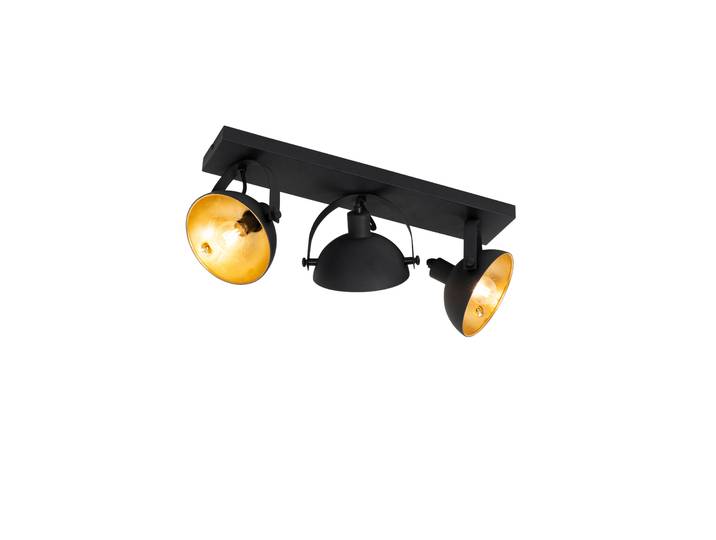 Plafonnier industriel noir avec or 3 lumières réglables - Magnax