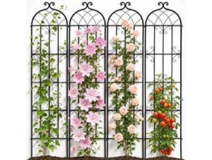 VEVOR Treillis jardin pour plantes grimpantes, 51 x 220 cm, treillis fleurs de jardin en métal antirouille, treillis de rosiers grimpants extérieur, support de concombres, pour cours, pelouses, 4 pcs