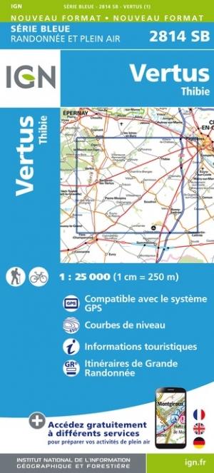 Carte de randonnée IGN Série Bleue n° 2814 - Vertus, Thibie
