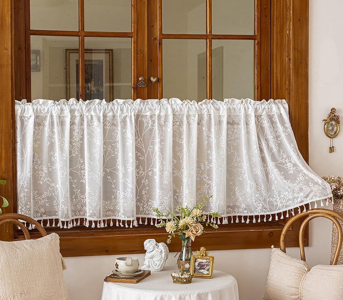 Semi-transparante vitrage voor de keuken, 100 x 60 cm