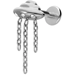Titan Labret mit Innengewinde UFO + KETTE + KRISTALLE