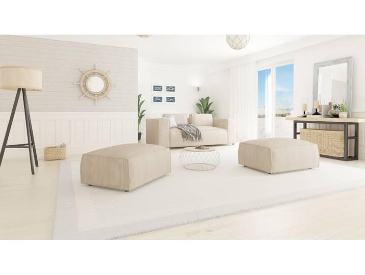 S-Style Möbel Noord - Moderner Fußhocker mit weichem Sitz - Beige
