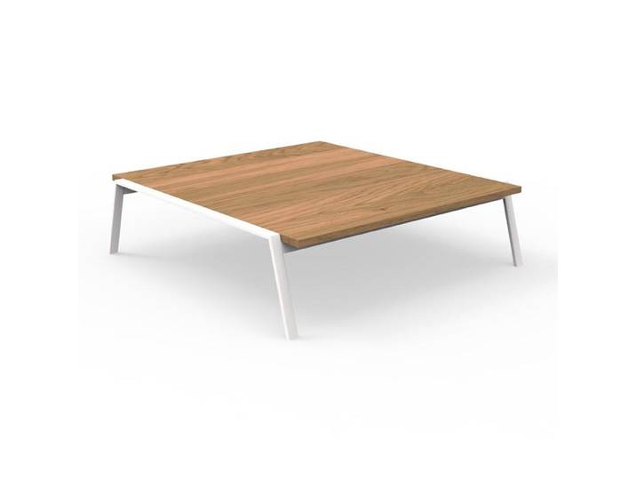 TALENTI table basse d'extérieur 120x120 cm COTTAGE Collection Icon (White - Iroko et aluminium peint)