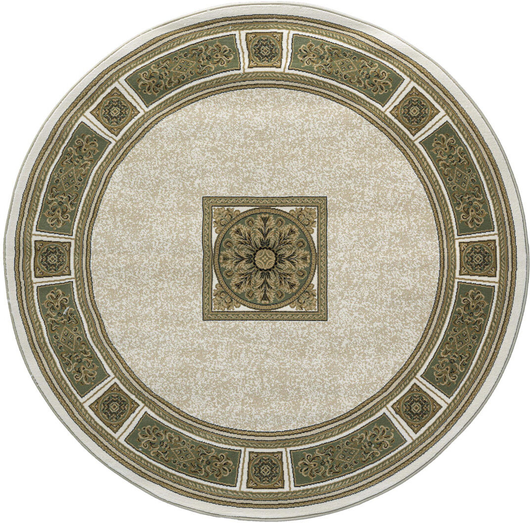 Rosalind Wheeler Adsila Oriental Area Rug Light Beige Round 200cm
