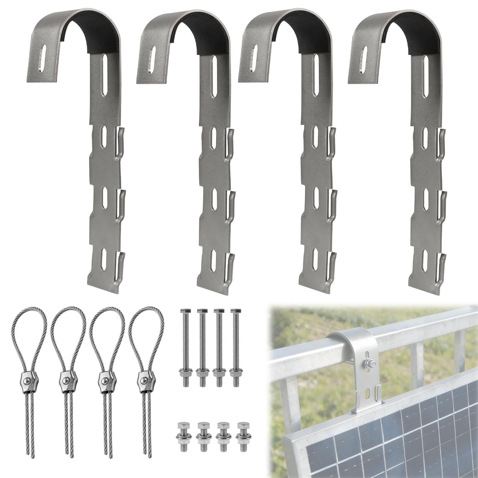 Dripio Set van 4 balkonzonnehouderhaken van roestvrij staal, 21 cm