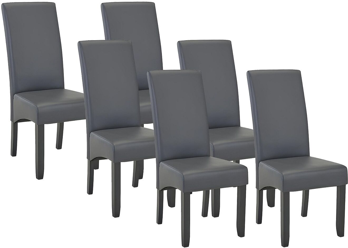 Vente-unique Stuhl 6er-Set - Kunstleder - Grau - ROVIGO