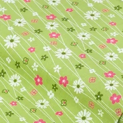 Baumwollstoff Blumen & Linien "Mona", grün-color