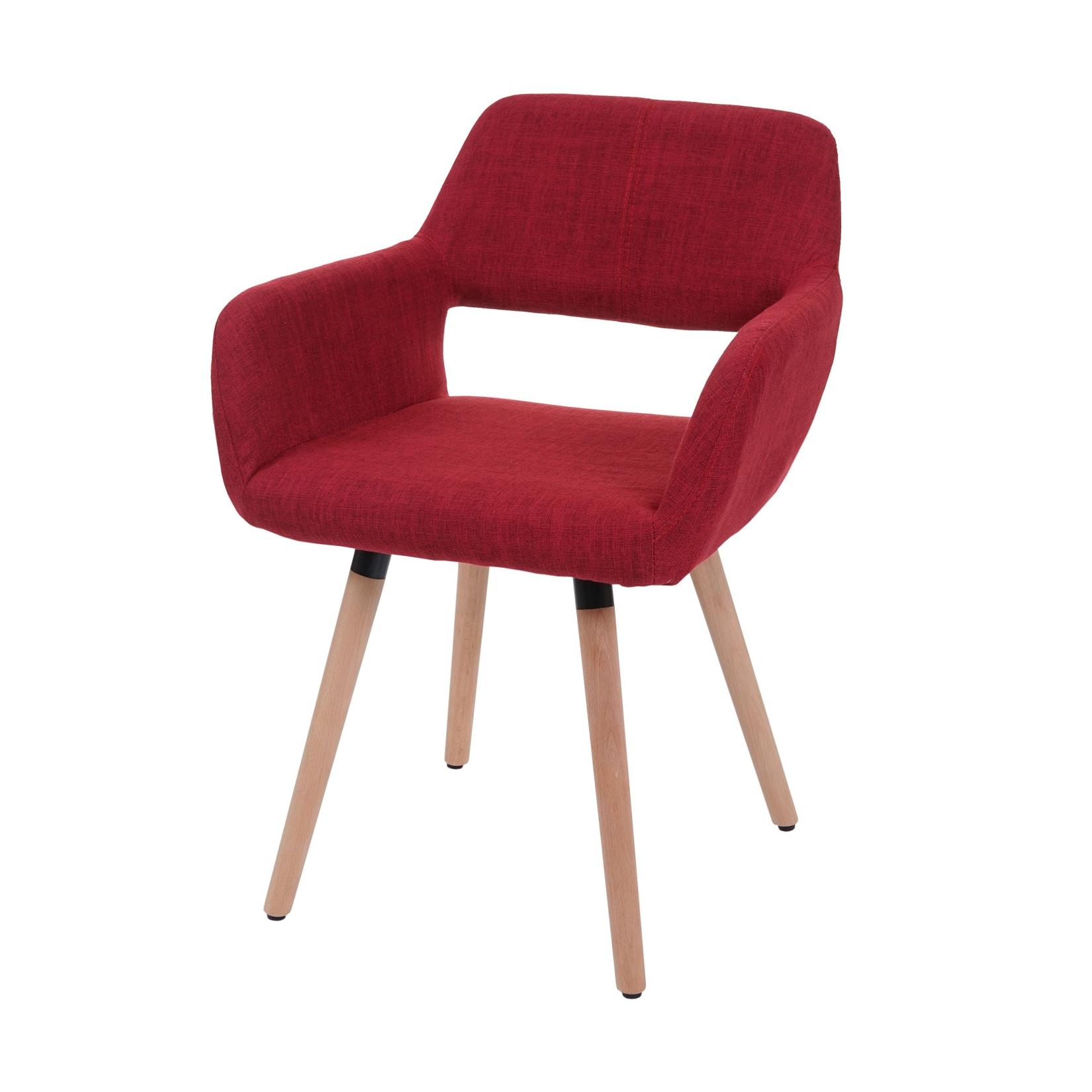 Esszimmerstuhl MCW-A50 II, Stuhl Küchenstuhl, Retro 50er Jahre Design ~ Textil, purpurrot