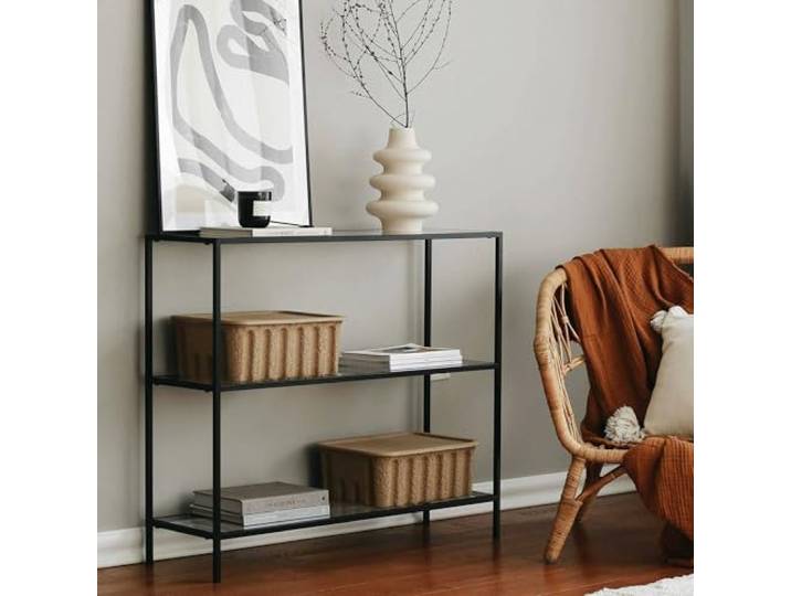 Dmora Konsolentisch Elara 100x30x85 cm Schwarz 3 Böden 2 Fächer