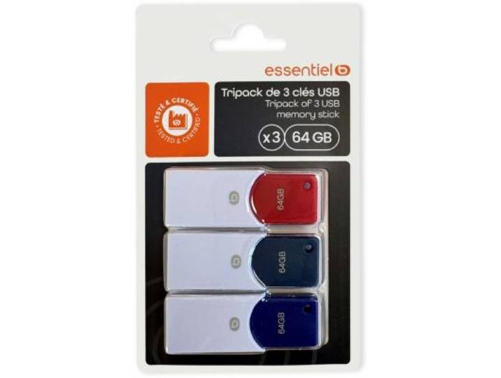 Essentielb - Clé Usb Essentiel B Cle Usb Tripack X 3 64go