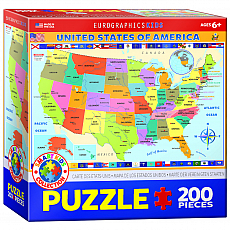 eurographics Puzzle - Karte der Vereinigten Staaten - 200 Teile 301210