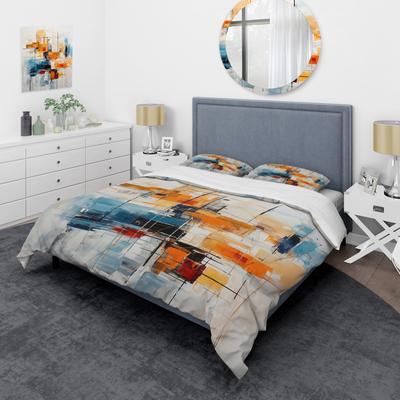 DESIGN ART "Designart ""Colorful Mid Century Retro Reflections III"" Multi-Color Mid-Century - Bedding Cover Set With Shams"