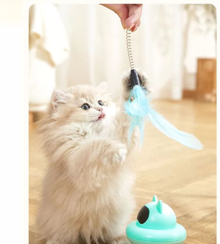 INF Jouet interactif pour chat avec plumes Bleu
