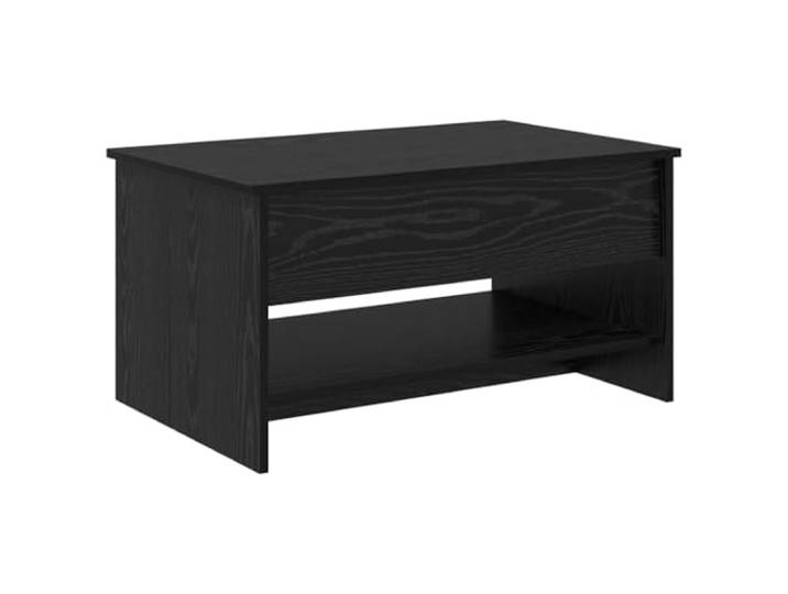 IBUQDDV Couchtisch Schwarz Eichen-Optik 80 x 50,5 x 41,5 cm Holzwerkstoff, Regal-Design, minimalistisch, Wohnzimmer, Getränke, Deko, Zeitschriften, drinnen