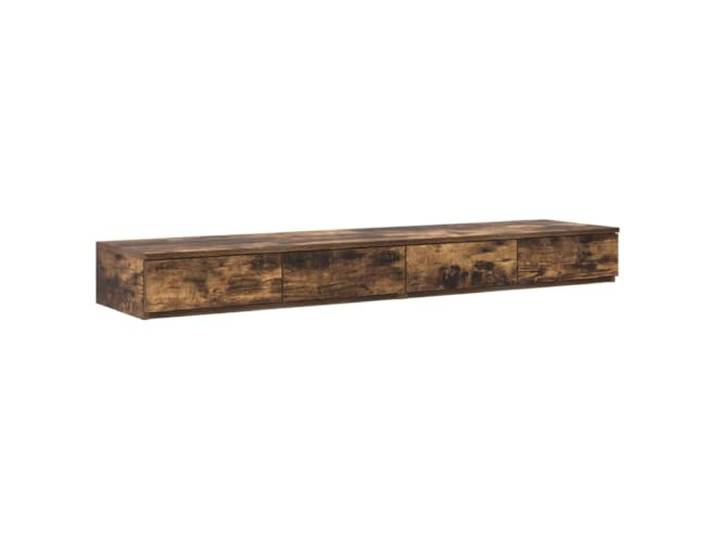 LKJephalotrop Bettschubladen 4er Set Geräucherte Eiche 150x36,5x16,5cm Praktisches 4er Schubladensystem aus Holzwerkstoff für das Schlafzimmer, flexibel als Tritt oder Nachttisch nutzbar.