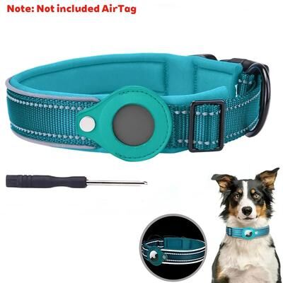 Uplifted Finds Integrated AirTag Reflective Tracking Pet Collar blue (no Airtag) l