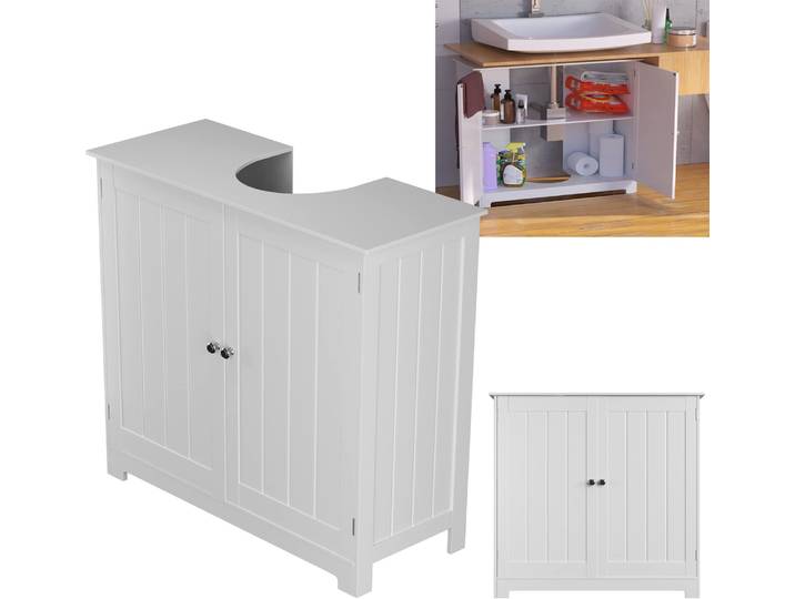 Armoire de salle de bain autoportante, meuble sous-vasque haut, armoire de rangement autoportante avec compartiments, étagères réglables en hauteur
