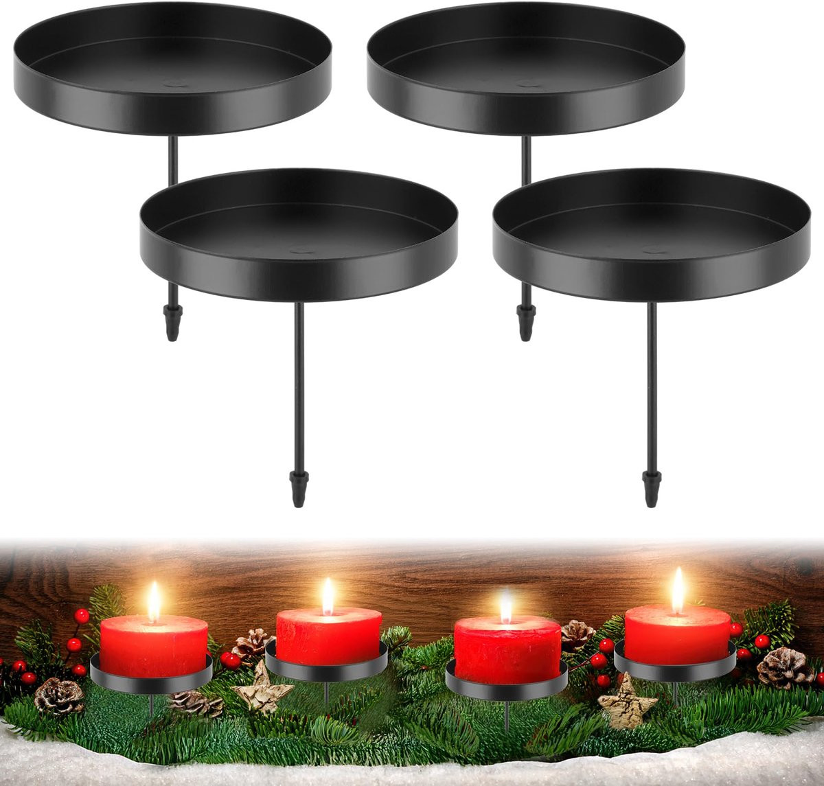 Unyqoos Elegante zwarte metalen kaarsenhouder set