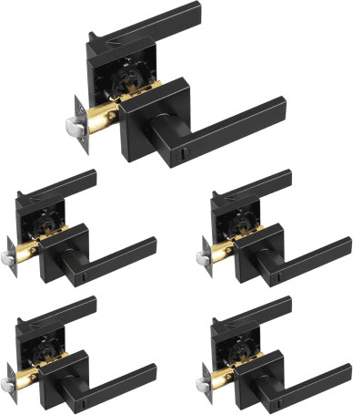 VEVOR privacy deurklink set, matzwart, 5-delige set met slot voor slaapkamer en badkamer