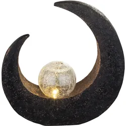Solarleuchte Außen Mondsichel Garten Standlampe Solarlampe Akku schwarz Kugel, Kunststoff braun, LED, BxH 9 x 30,5 cm