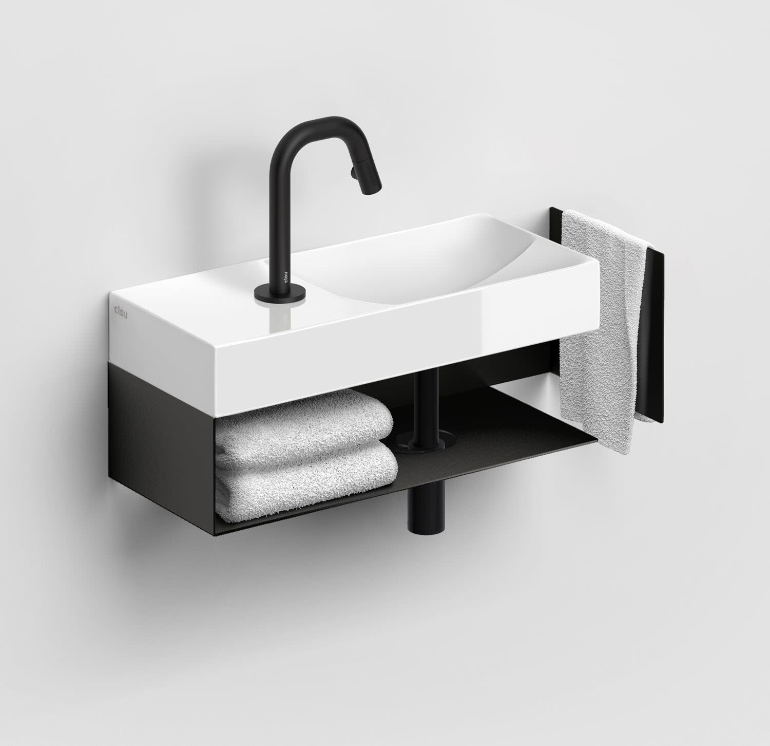 Clou Vale Left Keramik - Handwaschbecken 45 cm mit Hahnloch