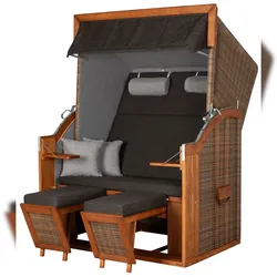 Mr. Deko Strandkorb Komplettset: Tinnum Pinie - PE griseum - Modell 572