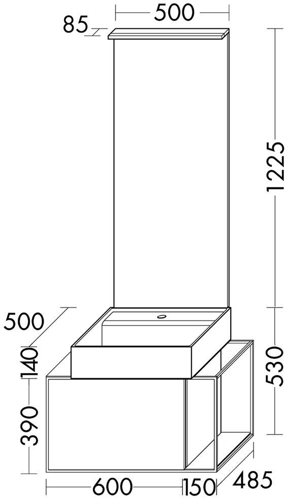 burgbad Junit Möbelkombination 76,5 cm inkl. Keramik-Waschtisch Rechts
