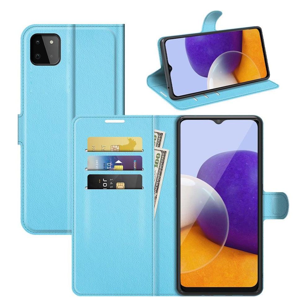 Cover-Discount Galaxy A22 5G - Leder Etui Hülle hellblau (Samsung Galaxy A22 5G) (101238464E)