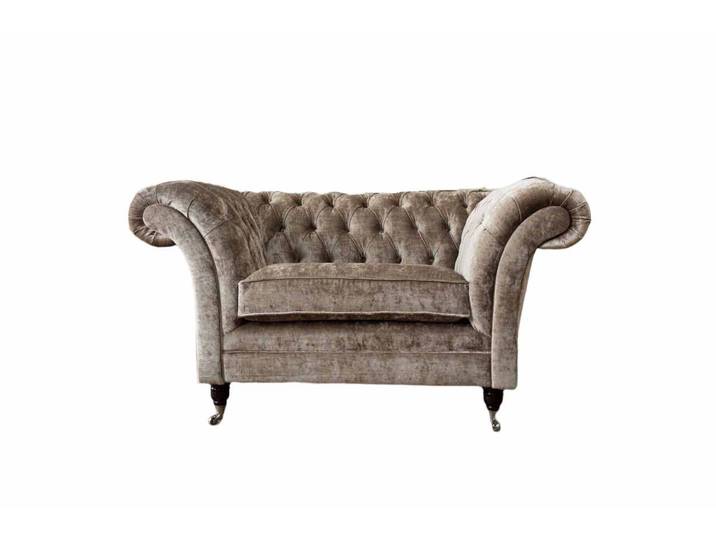 JVmoebel Chesterfield-Sessel Eleganter Sessel aus grauem Textil mit Edelstahlfüßen (Packung, Sessel), Made in Europa